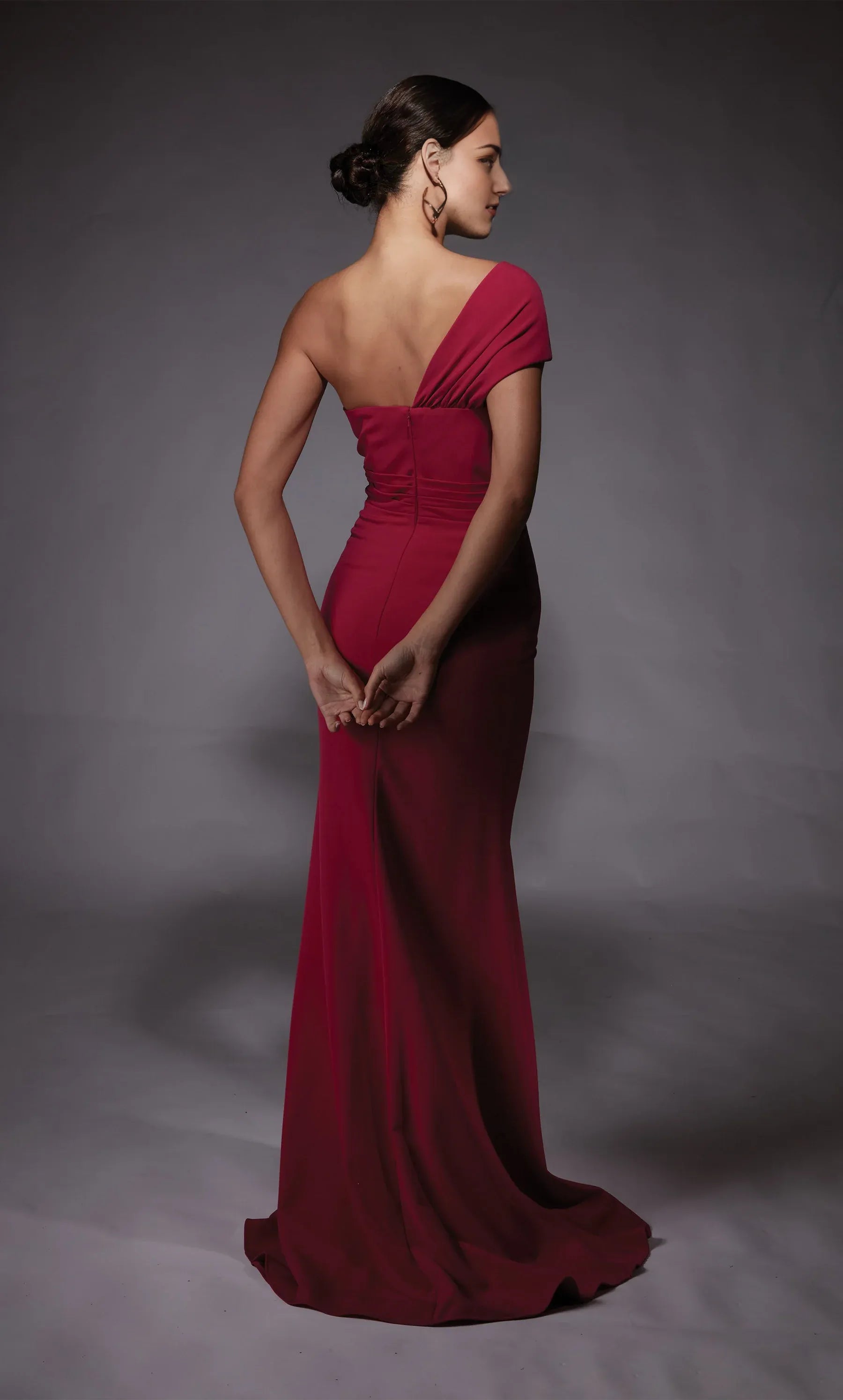 Weitese Dress Red One Shoulder Elegance One Shoulder Neck Ruched Bodice Ruffled Skirt And A Mermaid Shape Prom Dress